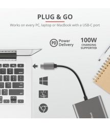 USB-хаб Trust Dalyx 3-in-1 Multiport USB-C Adapter ALUMINIUM