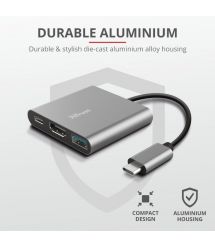 USB-хаб Trust Dalyx 3-in-1 Multiport USB-C Adapter ALUMINIUM