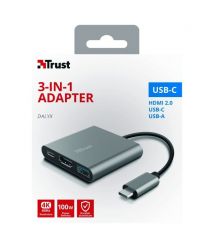 USB-хаб Trust Dalyx 3-in-1 Multiport USB-C Adapter ALUMINIUM