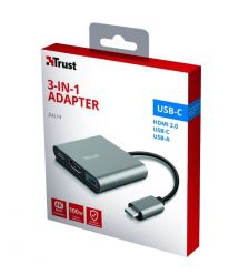 USB-хаб Trust Dalyx 3-in-1 Multiport USB-C Adapter ALUMINIUM