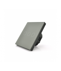 Сенсорный выключатель с заземлением + WiFi управление, трехканальный, gray, 86х86х35мм
