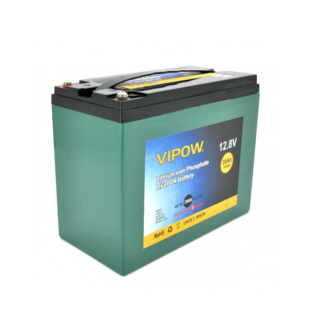 Акумуляторна батарея Vipow LiFePO4 12,8V 30Ah з вбудованою ВМS платою 25A (225*120*175), 4.5 kg