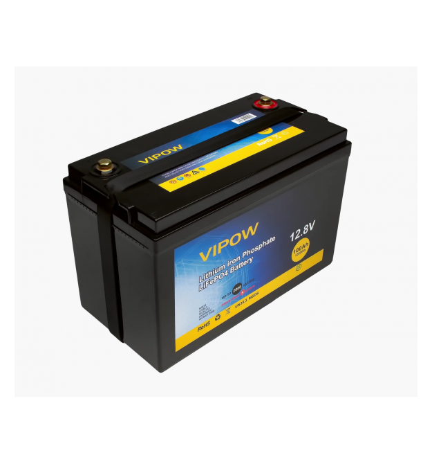 Аккумуляторная батарея Vipow LiFePO4 12,8V 100Ah со встроенной ВМS платой 80A