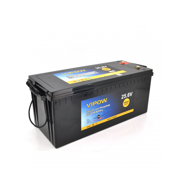 Аккумуляторная батарея Vipow LiFePO4 25,6V 100Ah со встроенной ВМS платой 80A (523*207*215)