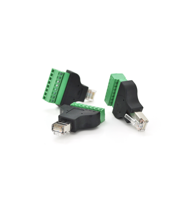 Клеммная колодка 8-разрядная + RJ45 8P8С папа, экранированная