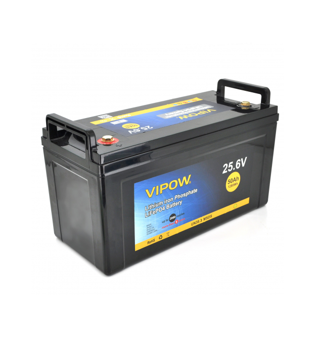Аккумуляторная батарея Vipow LiFePO4 25,6V 50Ah со встроенной ВМS платой 40A (330*175*225)
