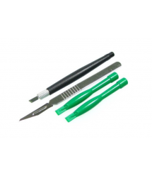 Набор инструментов BAKKU BK-7280-B (2 скальпеля + 2 пластиковые лопатки для разборки корпусов), Blister 