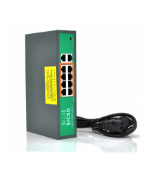 Коммутатор POE SICSO 48V с 8 портами POE 100Мбит + 2 порт Ethernet(UP-Link) 100Мбит, c усил. сигн. до 250м, корпус -металл,Silve