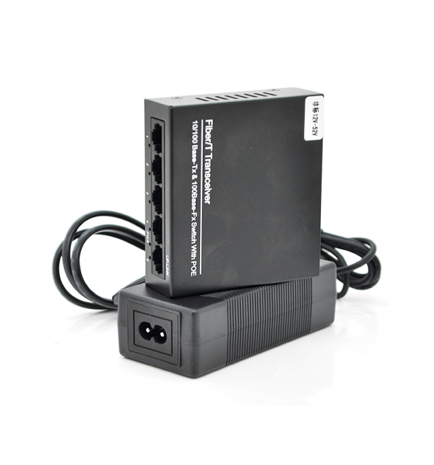 Коммутатор POE Mercury MS05CP 53,5V с 4 портами POE+1 порт UP-Link 100Мбит, БП в комплекте 0,54 кг (82*79*26)