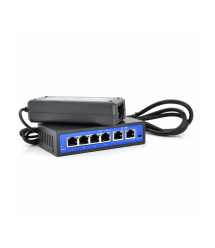 Коммутатор POE 48V с 4 портами POE 100Мбит + 2 порт Ethernet (UP-Link) 100Мбит, корпус - металл, Black, БП в комплекте, Q18