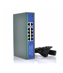 Коммутатор POE 48V с 8 портами POE + 2 порта Ethernet (UP-Link) 100Мбит, c усилением сигнала до 250метров, БП встроенный 1,7 кг