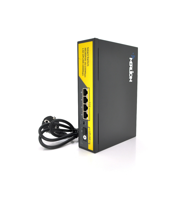 POE коммутатор Merlion 4 POE 10 - 100 + 1Single Fiber Tx1310nm 20km + встроенный блок питания 52V 1.38A
