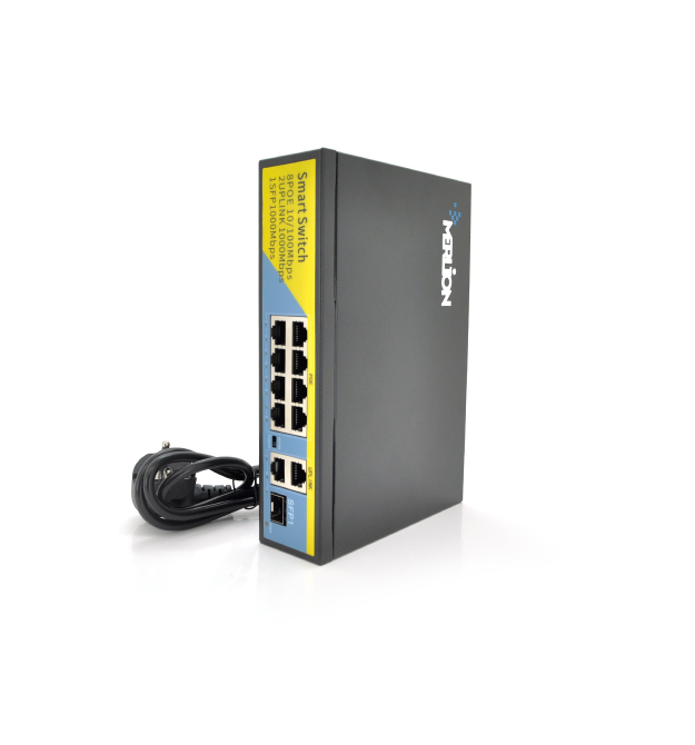 POE коммутатор Merlion 8 POE 10 - 100 + 2 RJ45 10 - 100 - 1000 + встроенный блок питания 52V 2.3A
