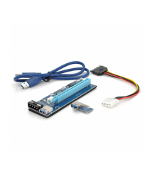 Riser PCI-EX, x1-x16, 4-pin MOLEX, SATA-4pin, USB 3.0 AM-AM 0,6 м (синій), конденсатори CS 220 16v, Пакет