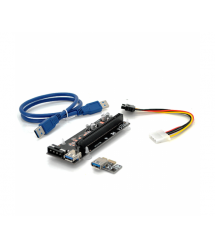 Riser PCI-EX, x1-x16, 4-pin MOLEX, SATA-4Pin, USB 3.0 AM-AM 0,6м (синий), конденсаторы PS 100 16V, Пакет