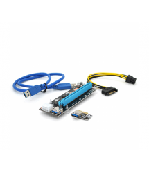 Riser PCI-EX, x1-x16, 6-pin, SATA-6Pin , USB 3.0 AM-AM 0,6 м (чорний), конденсатори CS 220 16v, Пакет