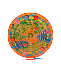 Іграшка-лабіринт годинник на дерев'яній дошці з магнітними кульками і магнітними паличками, 40х40х2, 0cm
