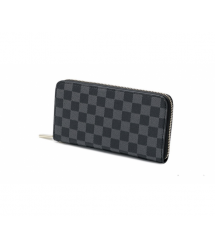 Чорний шкіряний гаманець, унісекс, прямокутний, чотири відділення
