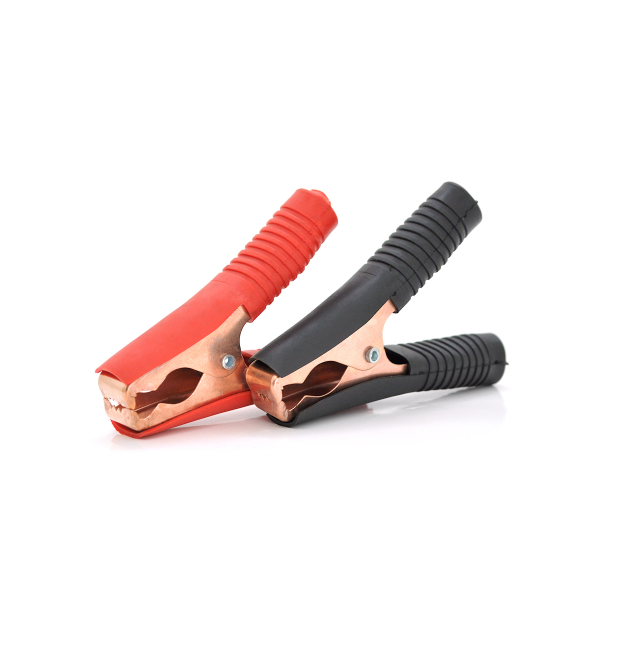 Набор аккумуляторных зажимов крокодиллы Merlion черный + красный 100А 90мм (плотный резиновый, рифленный кожух),с медным покрыти