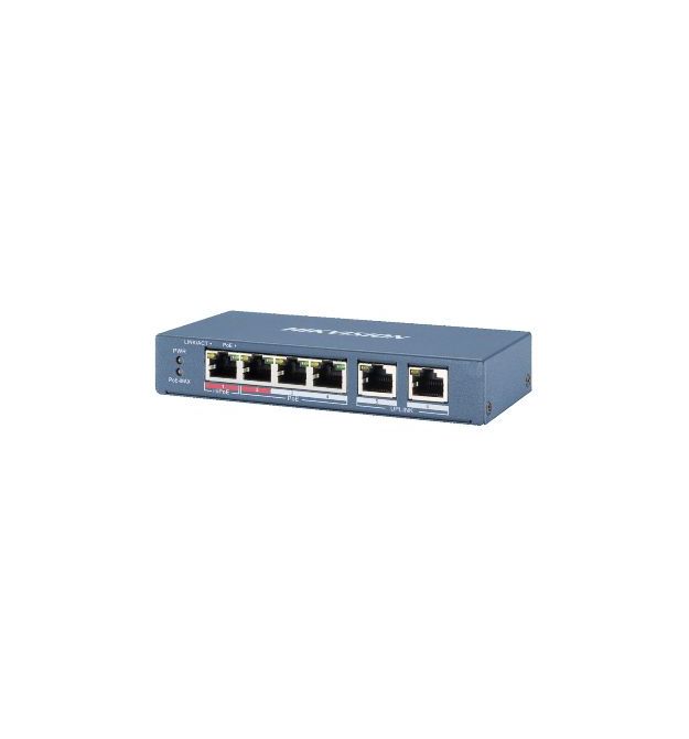 4-портовый неуправляемый POE коммутатор Hikvision DS-3E0106HP-E