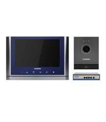 Комплект відеодомофона CIOT - 1020M + Commax C I TD 20M (A) C комутатором на 4 порти Blue + dark Silver