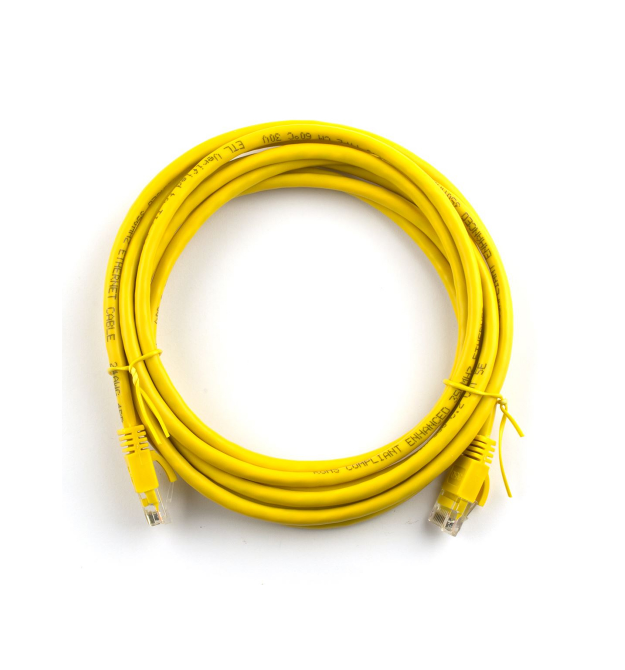 Патч-корд литой RITAR, UTP, RJ45, Cat.5e, 15m, желтый, Cu (медь)