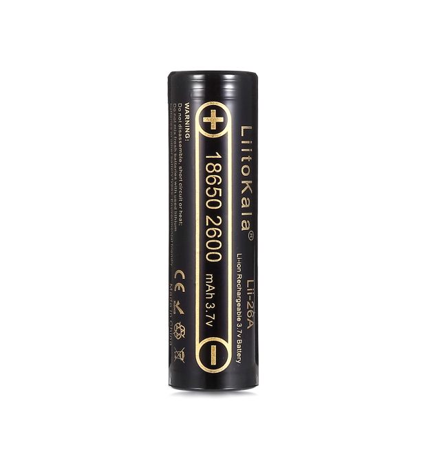 Аккумулятор 18650 Li-Ion LiitoKala Lii-26A, 2600mah （2450-2650mah）, 3.7V (2.75-4.2V), Black, PVC BOX Q2, цена за 1 шт