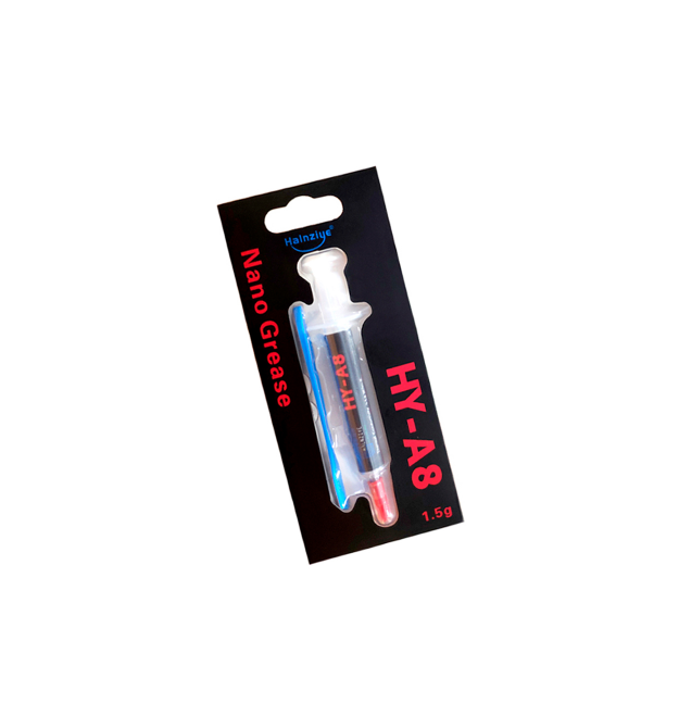 Профессиональная паста термопроводная HY-A8 1.5g, шприц, Grey, 5.8W - m-K, 90000 МПа. С, 0.201C-in&ampsup2 - W, -30280, 73CPS, B