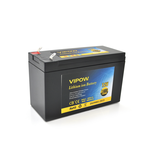 Акумуляторна батарея літієва Vipow 12 V 14A з елементами Li-ion 18650 з вбудованою платою ВМS, (3S7P) (151х65х94(100))мм