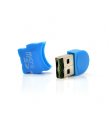 Кардридер внешний USB 2.0, формат MicroSD, пластик, Blue, (Техпакет)