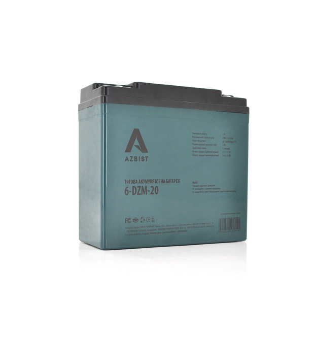 Тяговая аккумуляторная батарея AGM AZBIST 6-DZM-20, 12V 20Ah M4 (181х77х167 ) Q4