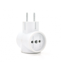 Розетка тройник с заземлением Т- образный Light, White, Q12