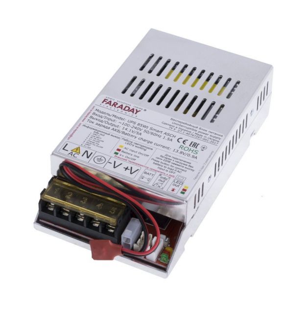 Бесперебойный блок питания Faraday Electronics 85W UPS ASCH ALU под аккумулятор 12-18А/ч а алюминиевом корпусе
