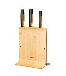Fiskars Набор ножей Functional Form с бамбуковой подставкой, 3 шт