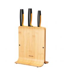 Fiskars Набір ножів Functional Form з бамбуковою підставкою, 3 шт