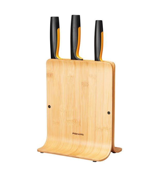 Fiskars Набір ножів Functional Form з бамбуковою підставкою, 3 шт