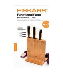 Fiskars Набір ножів Functional Form з бамбуковою підставкою, 3 шт