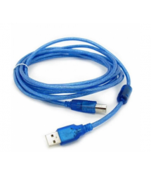 Кабель USB 2.0 RITAR AM - BM, 10m, 1 феррит, прозрачный синий