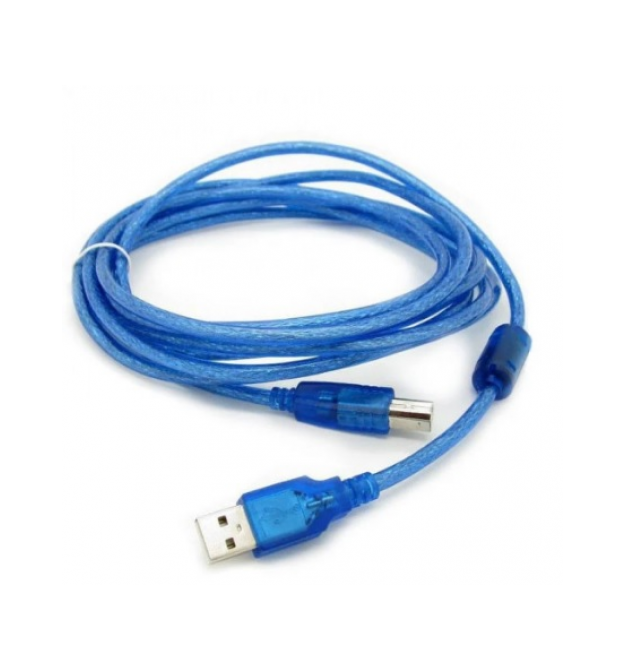 Кабель USB 2.0 RITAR AM - BM, 10m, 1 феррит, прозрачный синий