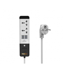 Сетевой удлинитель Senmaxu SMX-088, 2 Universal Socket + 4 USB, 1,5м, Grey, Box