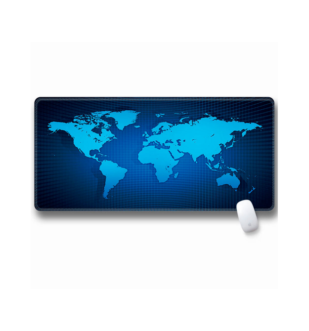 Коврик 300*700 тканевой Карта мира с боковой прошивкой, толщина 3 мм, цвет Black-blue, Пакет