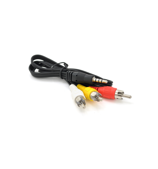 Кабель DC3.5 (папа) - 3хRCA (папа), длина Jack 15мм, CCA, круглый, Black, 0.5 м, (Пакет) Q500
