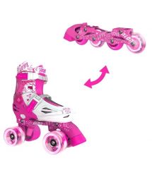 NEON Ролики Combo Skates[Розовый (Размер 34-38)]