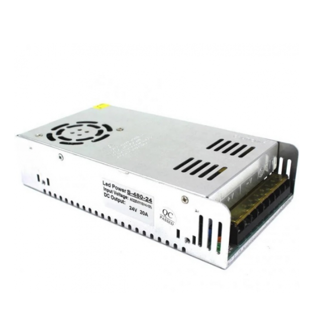 Импульсный блок питания 24В 20А (480Вт) перфорированный