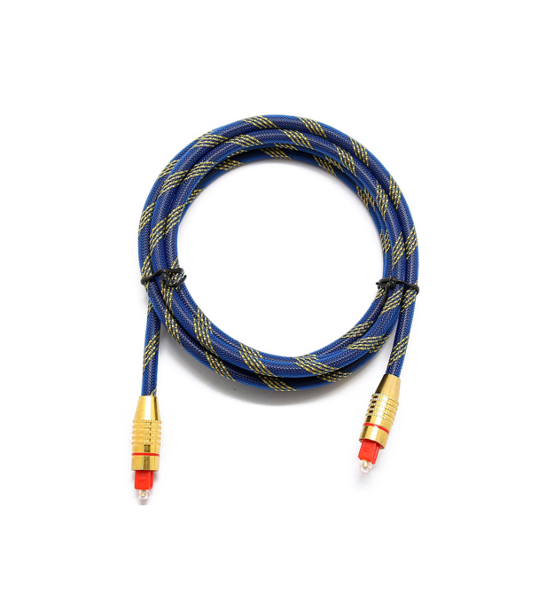 Кабель оптический цифровой стерео в нейлоновой оплетке 5,0m, OD6.0 (мм), 250 Мегабит - с, Blue - Gold, Пакет