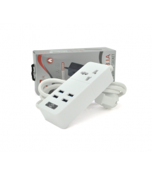 Сетевой фильтр ТВ-Т06, 1 розетка + 4 USB, 2 м, сечение 3х0,75мм, 2500W, White, Box