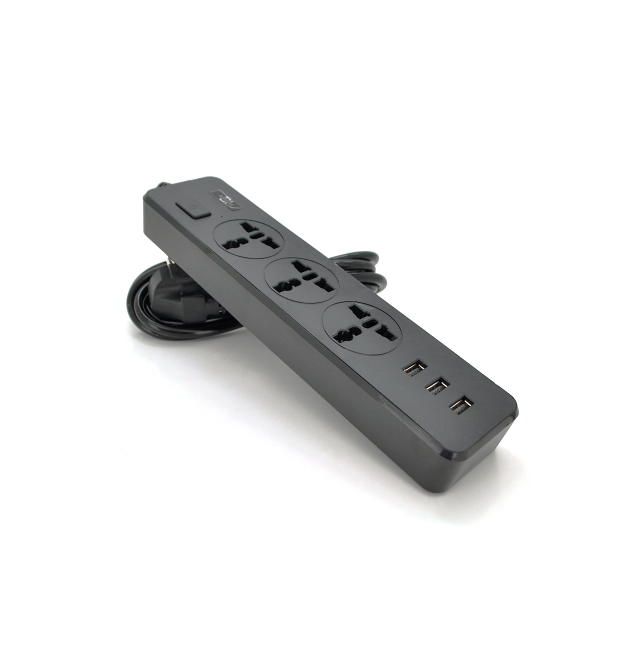 Сетевой фильтр ТВ-Т13, 3 розетки + 3 USB, 2 м, сечение 3х0,75мм, 2500W, Black, Box