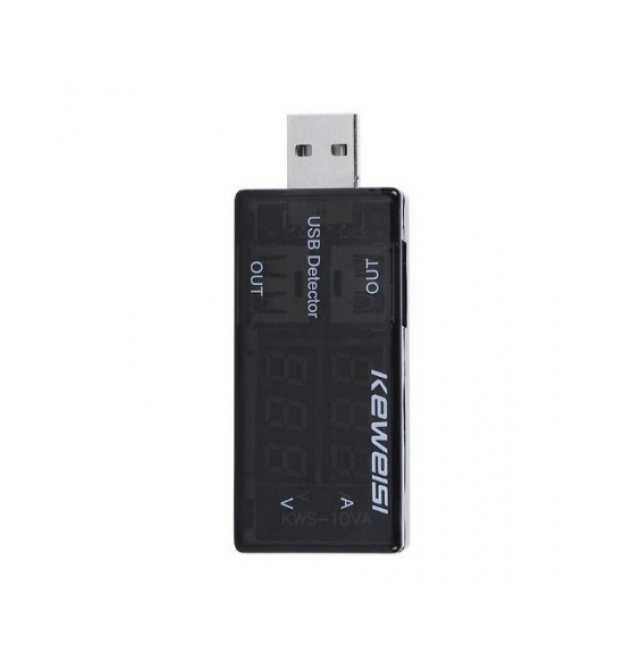 Тестер USB KEWEISI KWS - 10VA напруги (3-8V) і струму (0-3A), Black