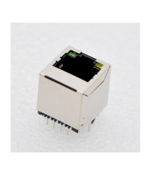 Сетевой разъем RJ45 с интерфейсом 8P8C, вертикальный, с индикацией, под пайку, White