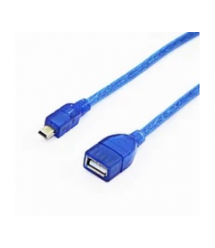 Кабель USB 2.0 AF - Mini-B OTG, 1.5m, прозрачный синий